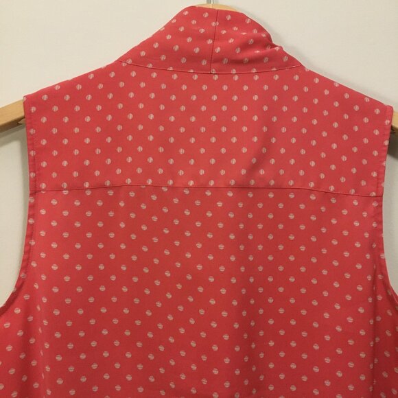 Coral Pink & Pearl Polka Dot Bow Tie Bubble Hem Tank - Picture 5 of 16